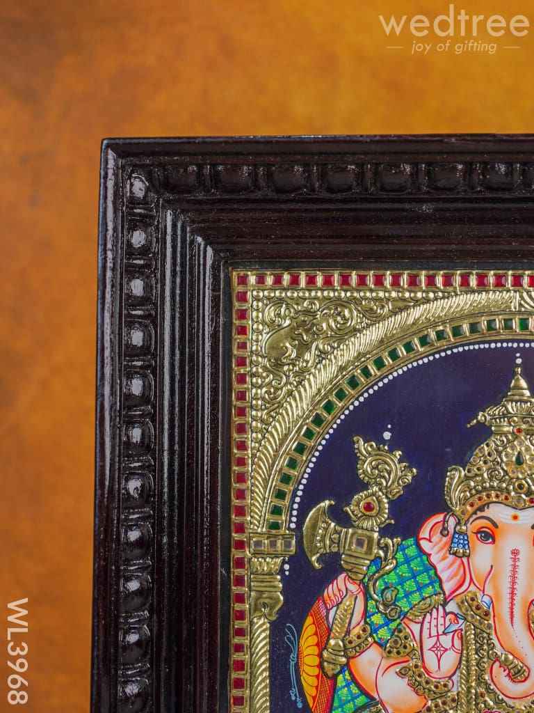 Tanjore Painting - Ganesha 15 X 12 Inch Flat [Gold Foil] Wl3968