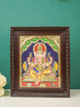 Tanjore Painting - Ganesha 15 X 12 Inch Flat [Gold Foil] Wl4079