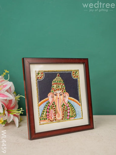 Tanjore Painting - Ganesha 6 X Inch Flat [Gold Foil] Wl4459