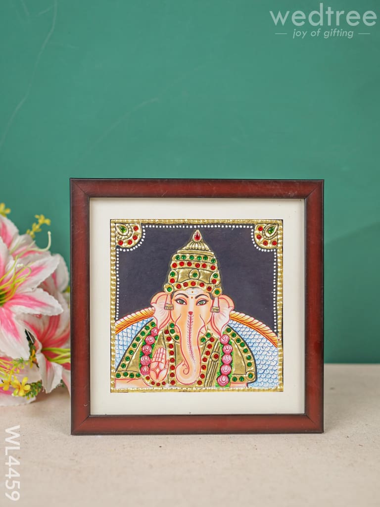 Tanjore Painting - Ganesha 6 X Inch Flat [Gold Foil] Wl4459