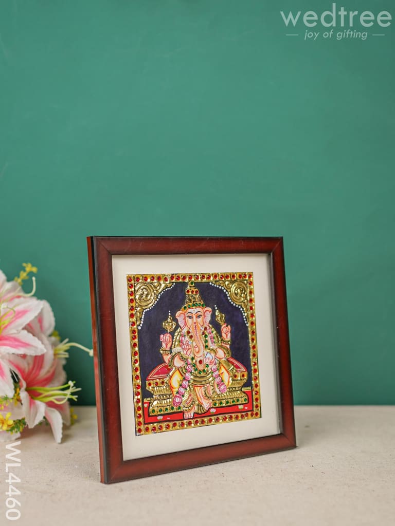 Tanjore Painting - Ganesha 6 X Inch Flat [Gold Foil] Wl4460