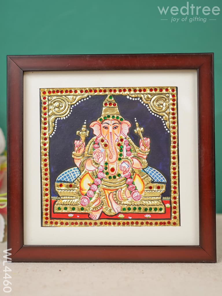 Tanjore Painting - Ganesha 6 X Inch Flat [Gold Foil] Wl4460