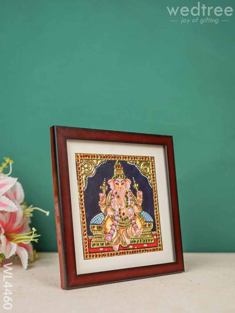 Tanjore Painting - Ganesha 6 X Inch Flat [Gold Foil] Wl4460