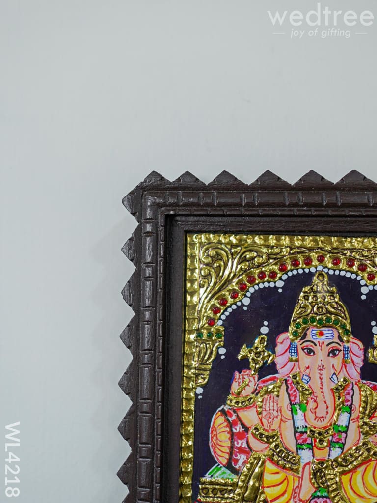 Tanjore Painting Ganesha (Chettinad Frame) - 6 X 8 Inch-Flat [Gold Foil] Wl4218