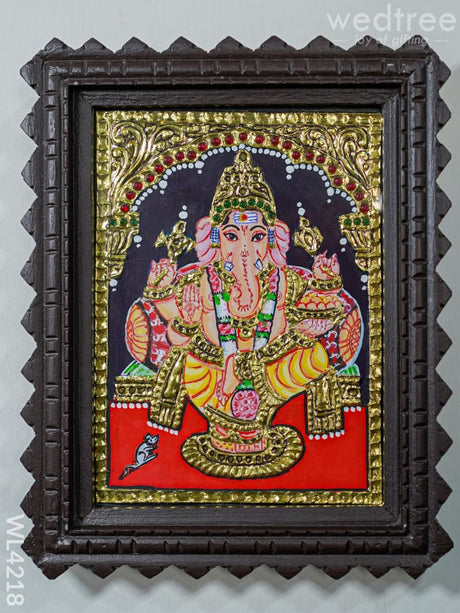 Tanjore Painting Ganesha (Chettinad Frame) - 6 X 8 Inch-Flat [Gold Foil] Wl4218