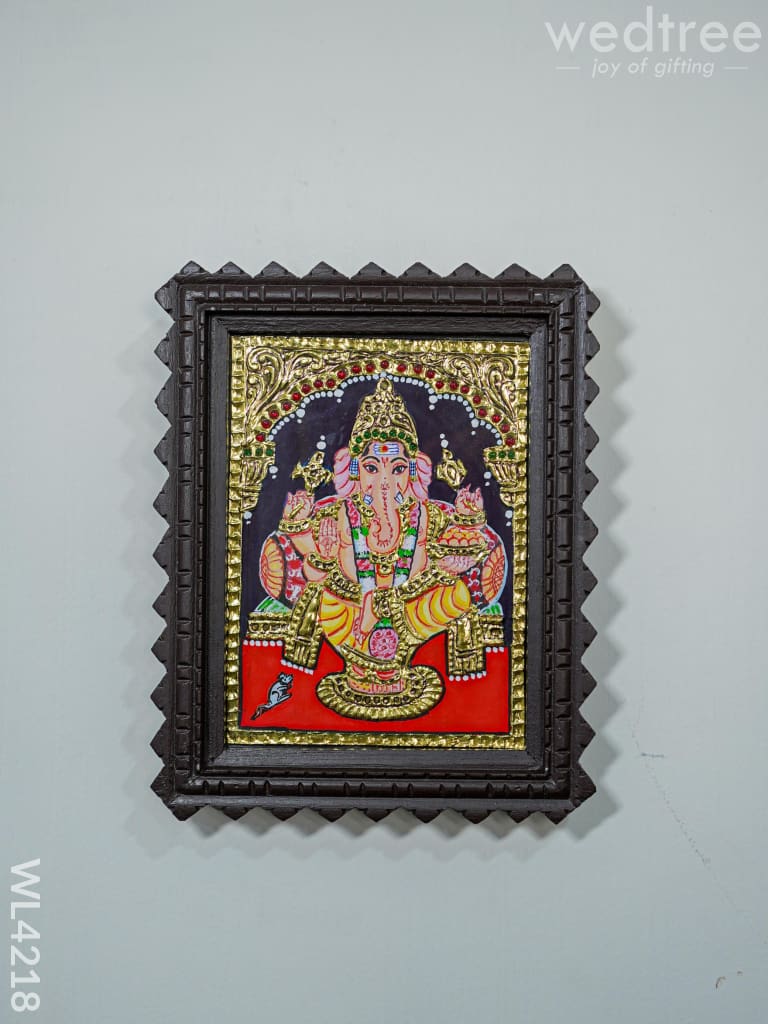 Tanjore Painting Ganesha (Chettinad Frame) - 6 X 8 Inch-Flat [Gold Foil] Wl4218