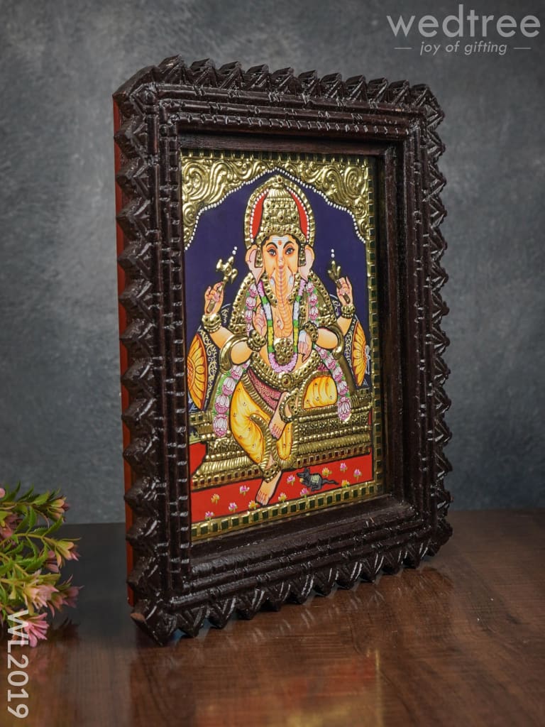 Tanjore Painting Ganesha (Chettinad Frame):  10X8 - Wl2019