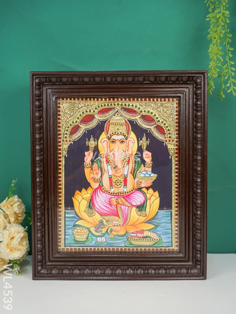 Tanjore Painting - Ganesha Flat (Gold Foil) 15 X 12 Inch Wl4539