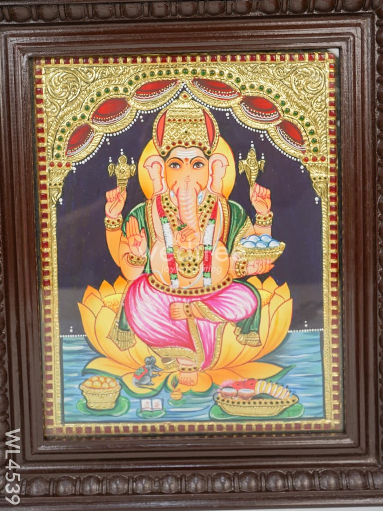 Tanjore Painting - Ganesha Flat (Gold Foil) 15 X 12 Inch Wl4539