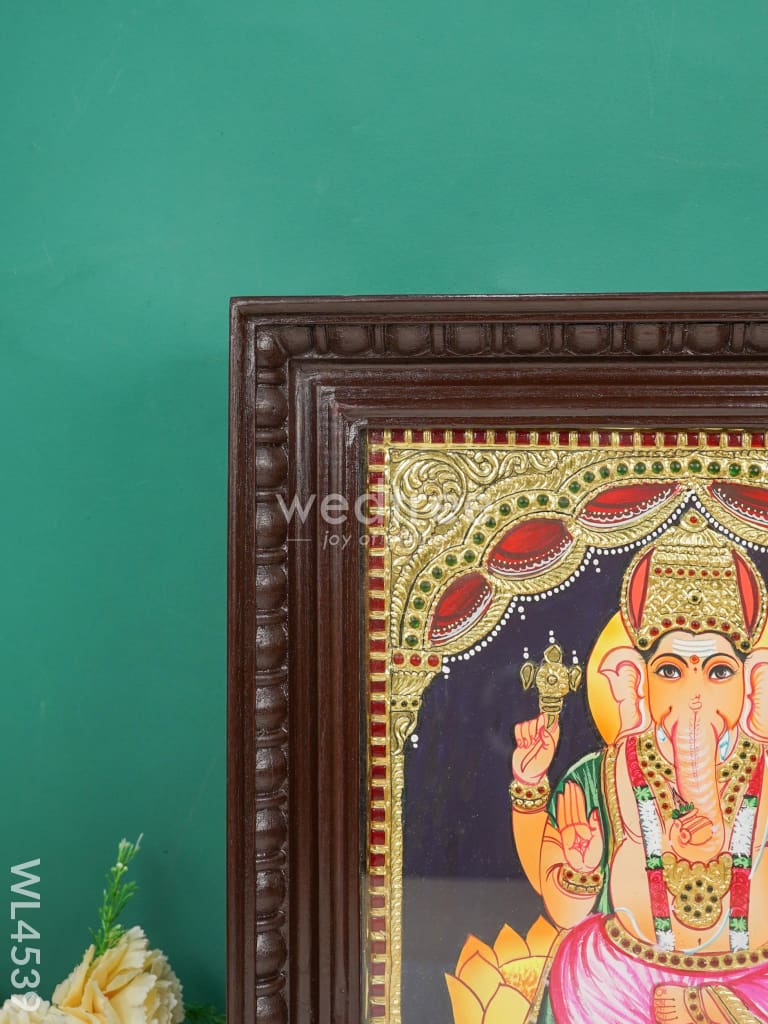 Tanjore Painting - Ganesha Flat (Gold Foil) 15 X 12 Inch Wl4539