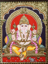 Tanjore Painting Ganesha - Flat (Gold Foil) 15X12 Wl1938