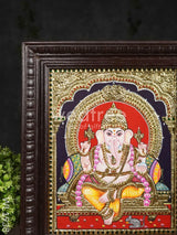 Tanjore Painting Ganesha - Flat (Gold Foil) 15X12 Wl1938