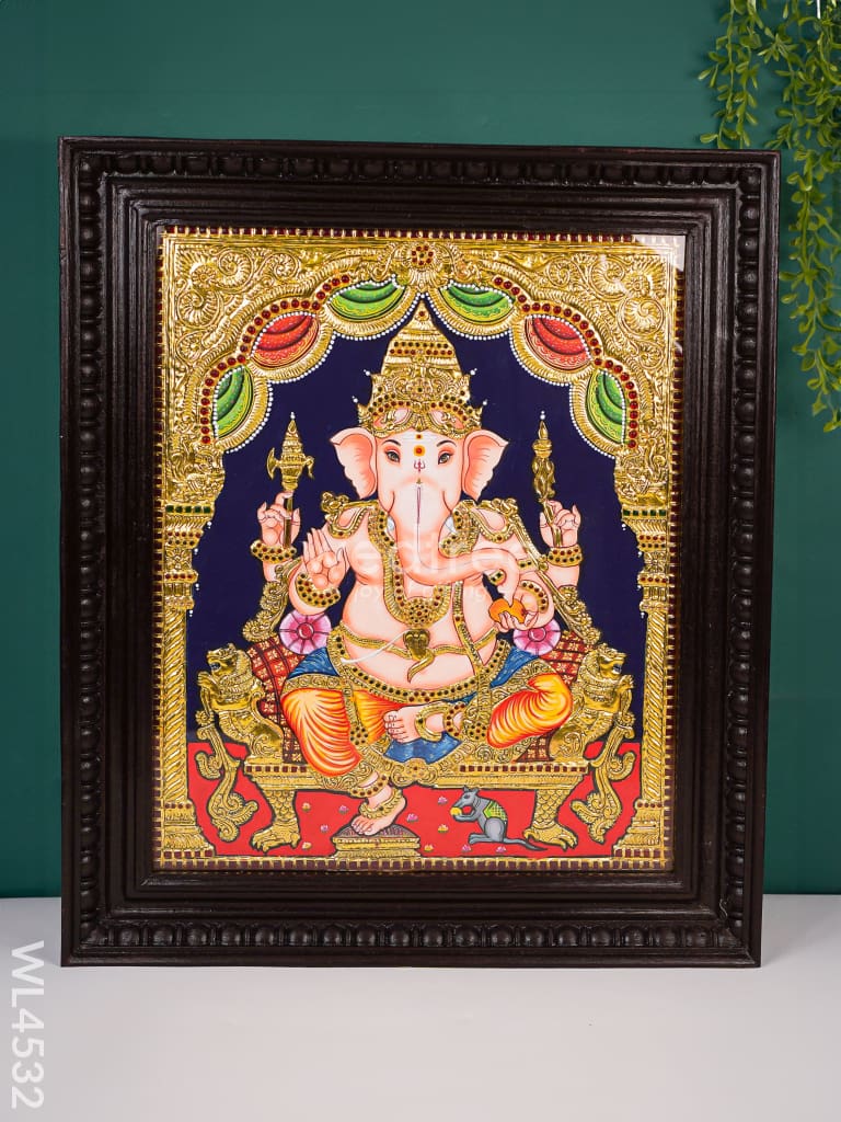 Tanjore Painting - Ganesha Flat (Gold Foil) 20 X 16 Inch Wl4532