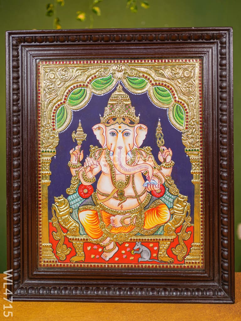 Tanjore Painting - Ganesha Flat (Gold Foil) 20 X 16 Inch Wl4715