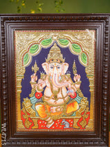 Tanjore Painting - Ganesha Flat (Gold Foil) 20 X 16 Inch Wl4715