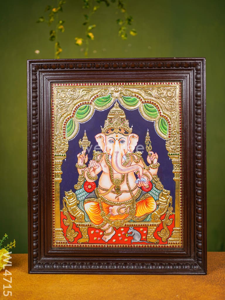 Tanjore Painting - Ganesha Flat (Gold Foil) 20 X 16 Inch Wl4715