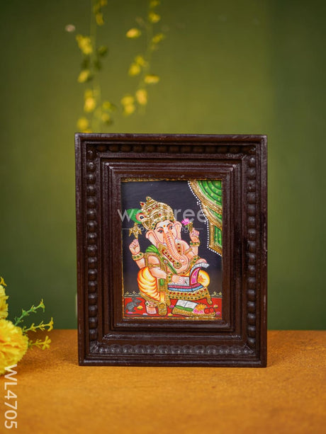 Tanjore Painting - Ganesha Flat (Gold Foil) 8 X 6 Inch- Wl4705