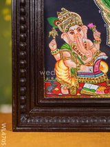 Tanjore Painting - Ganesha Flat (Gold Foil) 8 X 6 Inch- Wl4705