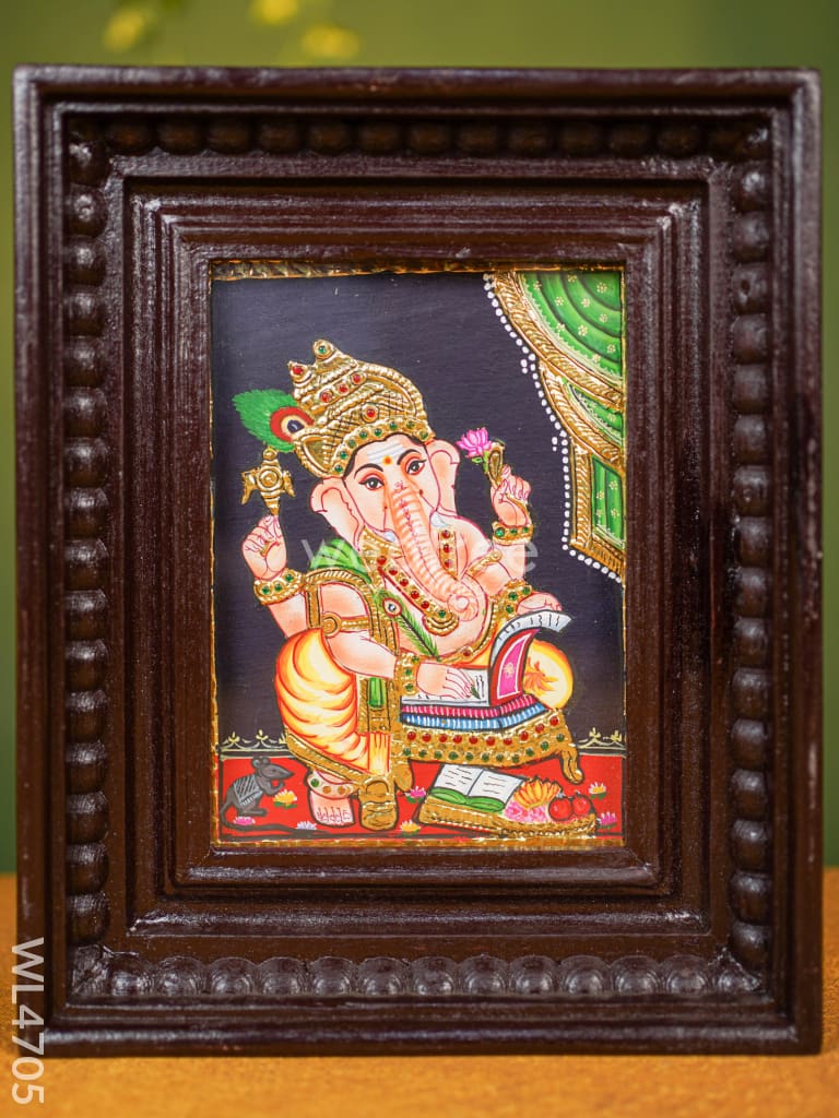 Tanjore Painting - Ganesha Flat (Gold Foil) 8 X 6 Inch- Wl4705