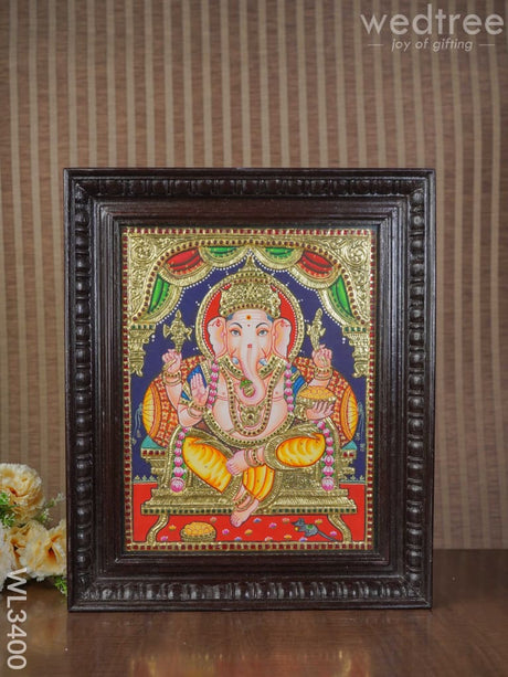 Tanjore Painting Embossed Ganesha - 15 X 12 Inch Wl3400