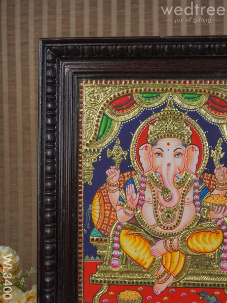 Tanjore Painting Embossed Ganesha - 15 X 12 Inch Wl3400