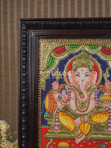 Tanjore Painting Embossed Ganesha - 15 X 12 Inch Wl3400