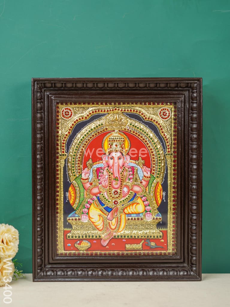 Tanjore Painting Ganesha (Semi Embossed) - 15X12 Inch Wl3400