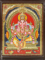 Tanjore Painting Ganesha (Semi Embossed) - 15X12 Inch Wl3400