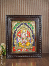 Tanjore Painting Embossed Ganesha - 15 X 12 Inch Wl3400