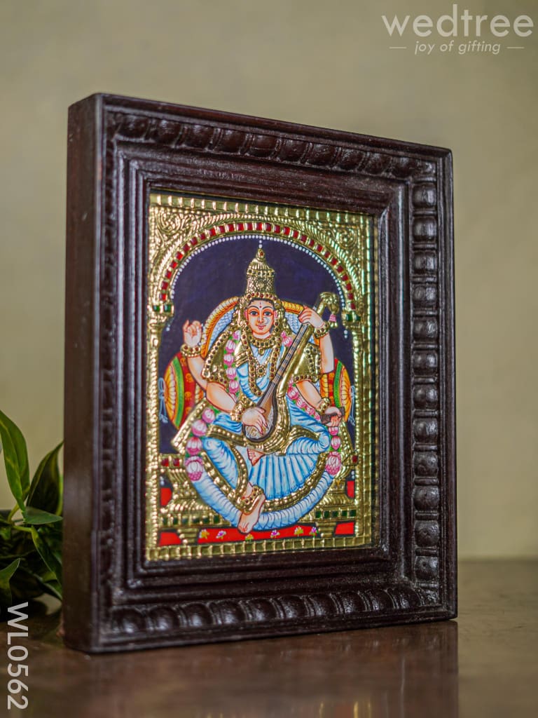 Tanjore Painting Goddess Saraswathi - Flat (Gold Foil) 10X8 Inch Wl0562 Painting