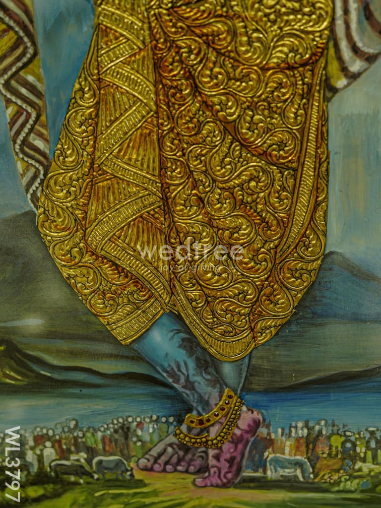 Tanjore Painting Govardhan Giri Krishna - 4X3Ft Wl3797