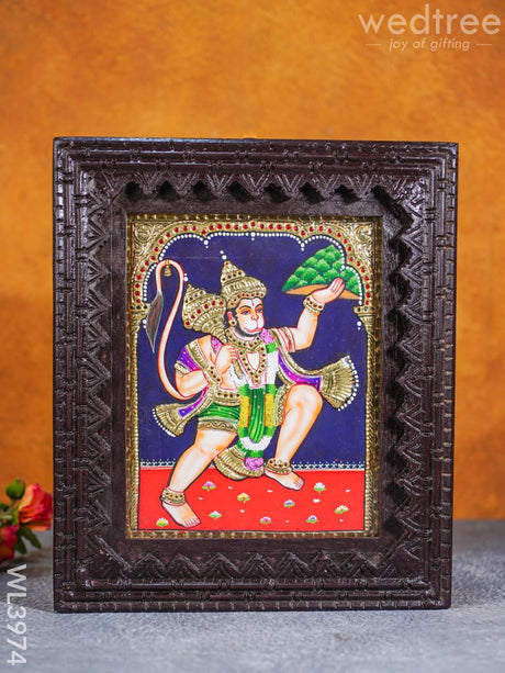 Tanjore Painting - Hanuman 10 X 8 Inch Flat [Gold Foil] Wl3974