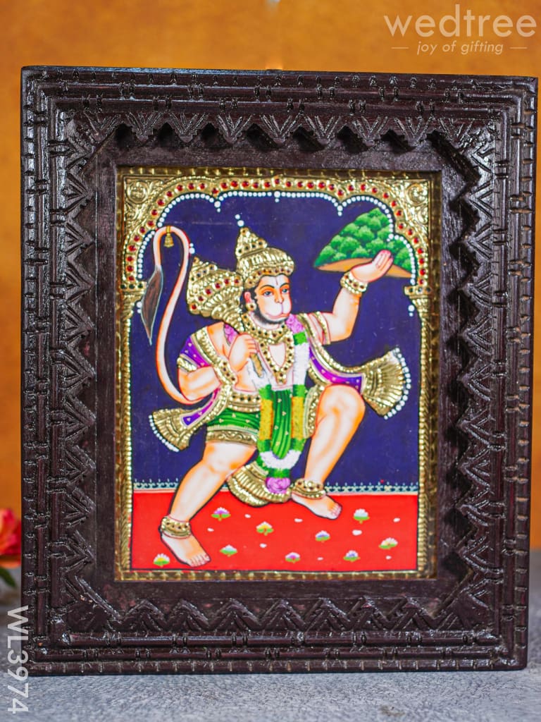 Tanjore Painting - Hanuman 10 X 8 Inch Flat [Gold Foil] Wl3974