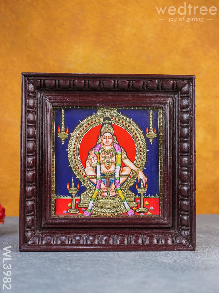 Tanjore Painting - Iyyappan 8 X Inch Flat [Gold Foil] Wl3982