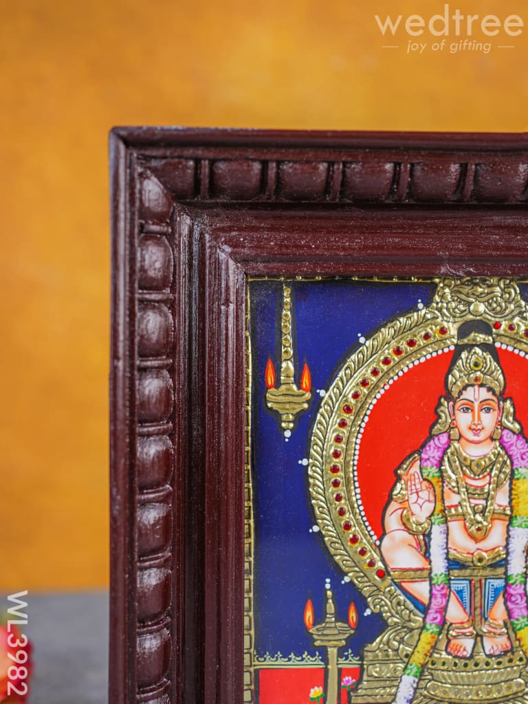 Tanjore Painting - Iyyappan 8 X Inch Flat [Gold Foil] Wl3982