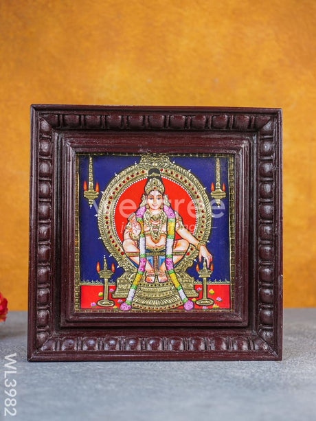 Tanjore Painting - Iyyappan 8 X Inch Flat [Gold Foil] Wl3982