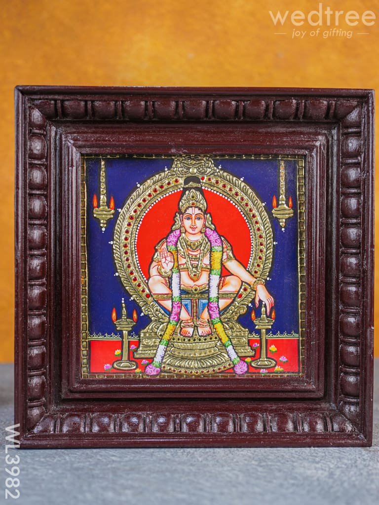 Tanjore Painting - Iyyappan 8 X Inch Flat [Gold Foil] Wl3982