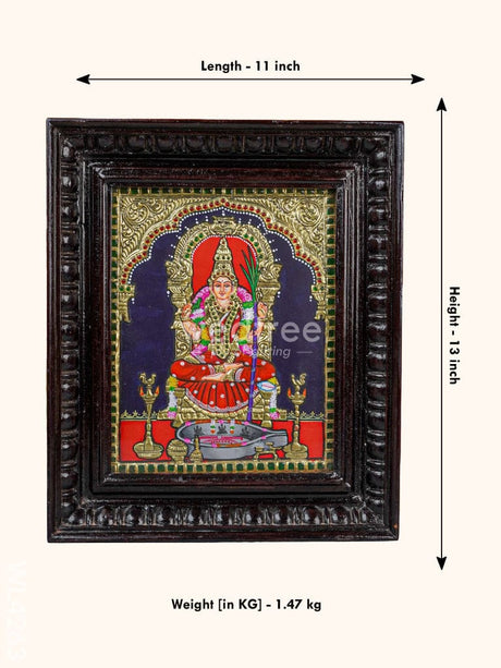 Tanjore Painting - Kamakshi 10 X 8 Inch Flat [Gold Foil] Wl4263