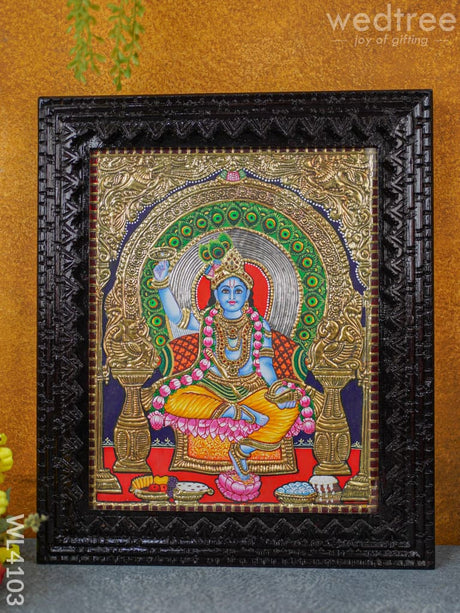 Tanjore Painting - Krishna 15 X 12 Inch Flat [Gold Foil] Wl4103