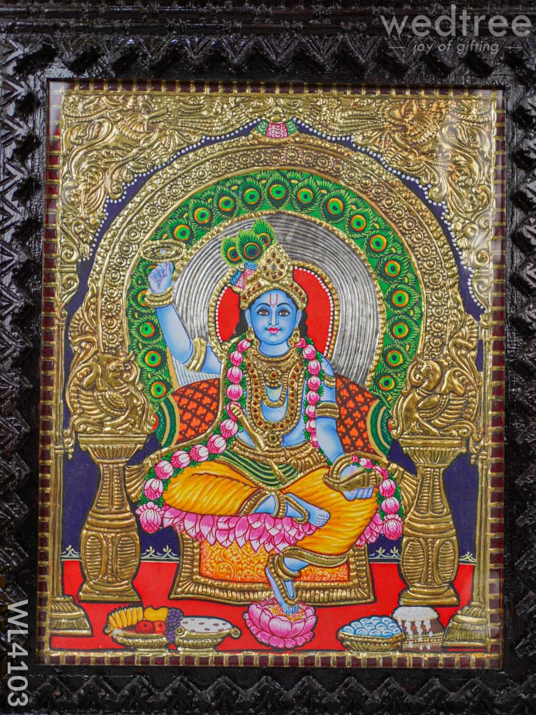 Tanjore Painting - Krishna 15 X 12 Inch Flat [Gold Foil] Wl4103