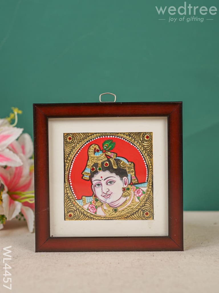 Tanjore Painting - Krishna 4 X Inch Flat [Gold Foil] Wl4457