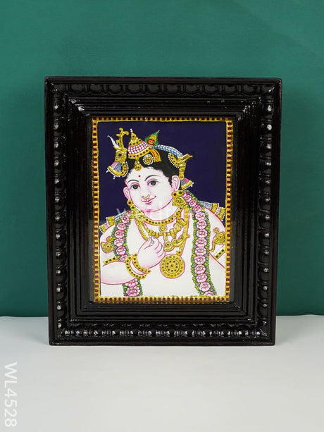 Tanjore Painting - Krishna Face Flat (Gold Foil) 10 X 8 Inch Wl4528