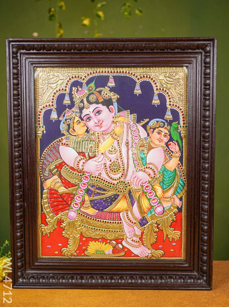 Tanjore Painting - Krishna Flat (Gold Foil) 20 X 16 Inch Wl4712