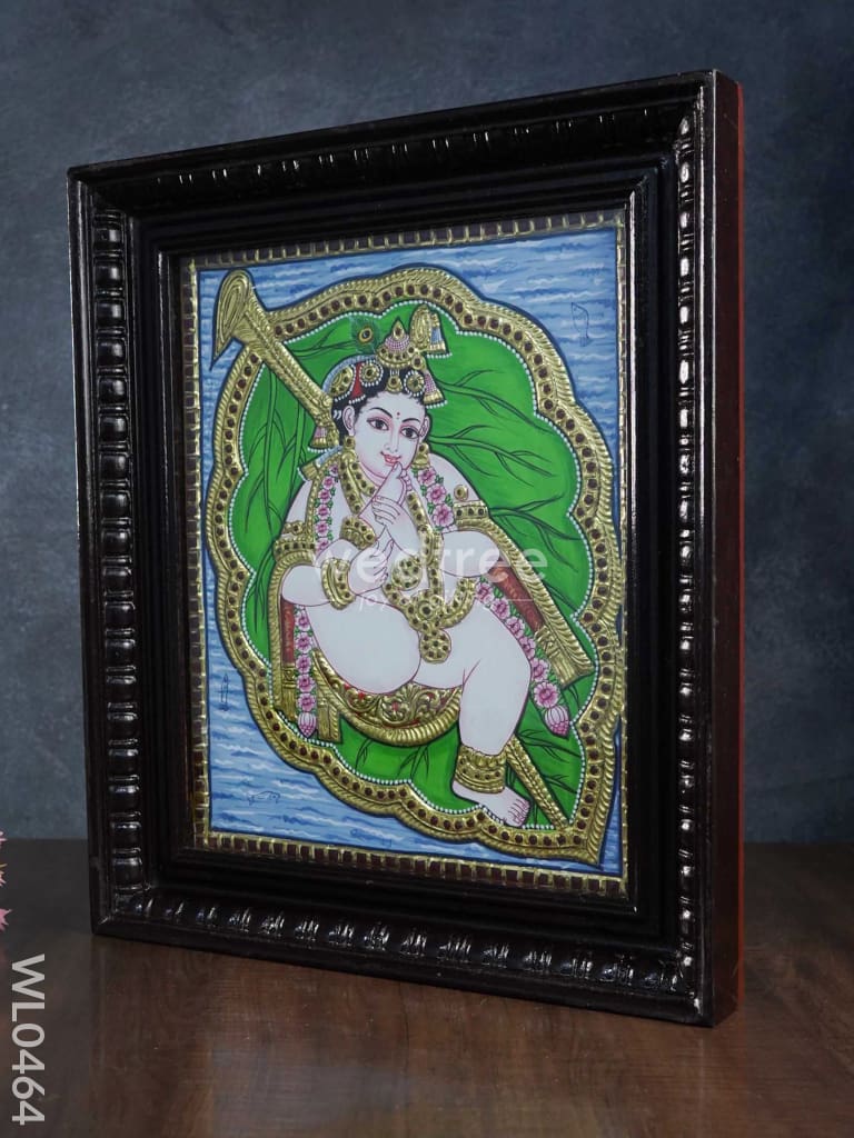 Tanjore Painting Krishna On Banyan Leaf - 15X12 Inches Wl0464