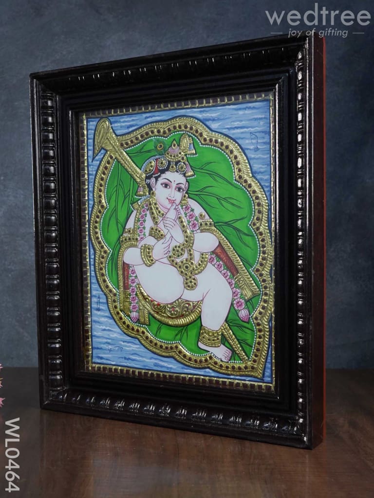 Tanjore Painting Krishna On Banyan Leaf - 15X12 Inches Wl0464