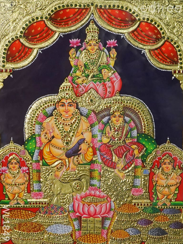 Tanjore Painting Kubera Lakshmi 28X22 - Wl1849