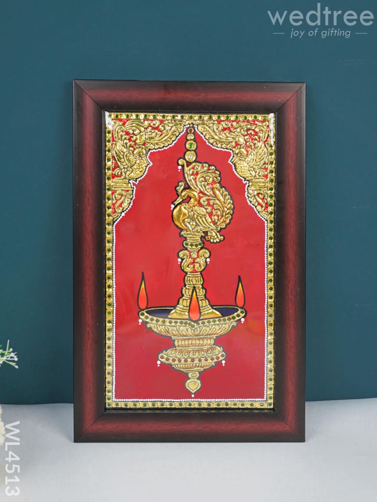 Tanjore Painting - Kuthu Vilaku 14 X 9 Inch Flat [Gold Foil] Wl4513