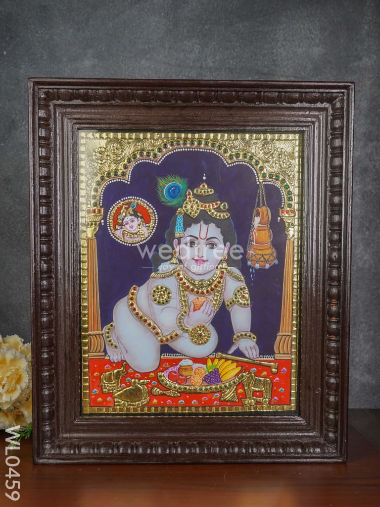 Tanjore Painting Butter Krishna- 15X12 Inches - Wl0459