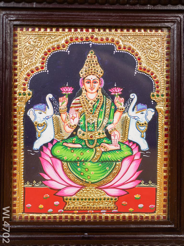 Tanjore Painting - Lakshmi Flat (Gold Foil) 12 X 10 Inch Wl4702