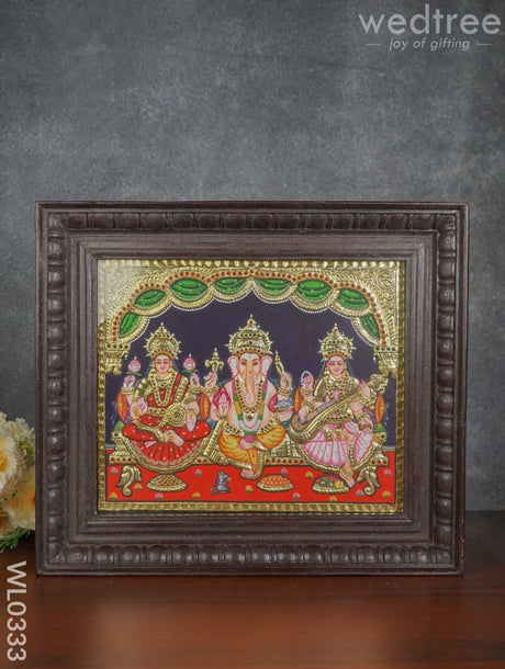 Tanjore Painting Lakshmi Ganesha Saraswathi 12X10 Inch - Wl0333 Painting